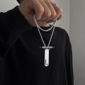 Fashion Unique Charm Fade Free Titanium Steel Rectangle Pendant Couple 26 A-Z Letters Fashion Jewelry Style Necklace Sweater Chain Men Necklace. 