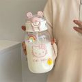 400ML Sanrio Hello Kitty Water Bottle Transparent Straw Water Bottle Diy Anime Kuromi Cinnamoroll Plastic Cups Thing Gift. 