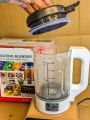 Heating Blender,  High-performance 100% high-speed pure moto, Unbreakable 1800ML container, Crushes ice with ease,  Six tough stainless steel cutting blades, Heat Power: 600W, Stir Power: 400W. 