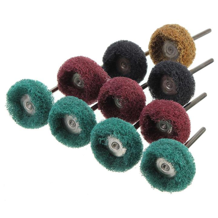 10pcs Mini Drill Abrasive Brush Nylon Buffing Polishing Wheel with 3mm Shank Sunlight Super Store