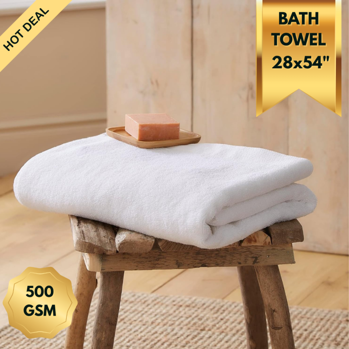 Home Premium - White Bath Towel 28 x 54 Inches - Soft Highly Absorbent Towels for Spa, Gym, Hotel & Everyday Bathroom Use