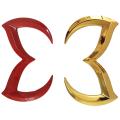 2 Pcs Evil M Logo Emblem Badge Decal for Mazda Car Rear Trunk Decal Sticker Nameplate Decor Red & Gold. 
