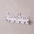 1Pc 4 Hooks Shelves Hat Key Holders Sweet Home Words Storage Shelf Hanging Hooks Wall Mounted Rack Home Storage Holder. 