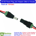 10 Pairs DC 12V Male Female Power Plug Jack Screw Connector for Camera & Light by Electrica. 
