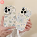 For Samsung A14 A50 A05 A24 A12 A13 A04s A05s A04 A50s A23 A34 A52 A51 A53 A54 A30s A10s A21s A11 A32 A04E A31 A02s A30 A52s A03s A20s Cartoon Cute Cat Blue Fresh Retro Flower Case. 
