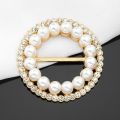 【HOT】 Luxury Crystal Pearl Circle Round Brooches Clothing Corner Hem Waist Buckles Scarf Buckle For T-Shirt Party Jewelry Accessories. 