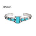 Vintage Bracelet Adjustable Natural Blue Stone Retro Bangle. 