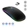 Mode 5.2 Wireless Bluetooth Mouse | RGB Gaming & Computer Mice | Dual Mode 2.4GHz | Adjustable DPI Button |  Rechargeable | USB Receiver | Matte Black RGB Light. 
