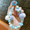 Cartoon Plush Ball Beads Pendant Mobile Phone Chain Lanyard Cute Keychains Hanging XINYAN. 