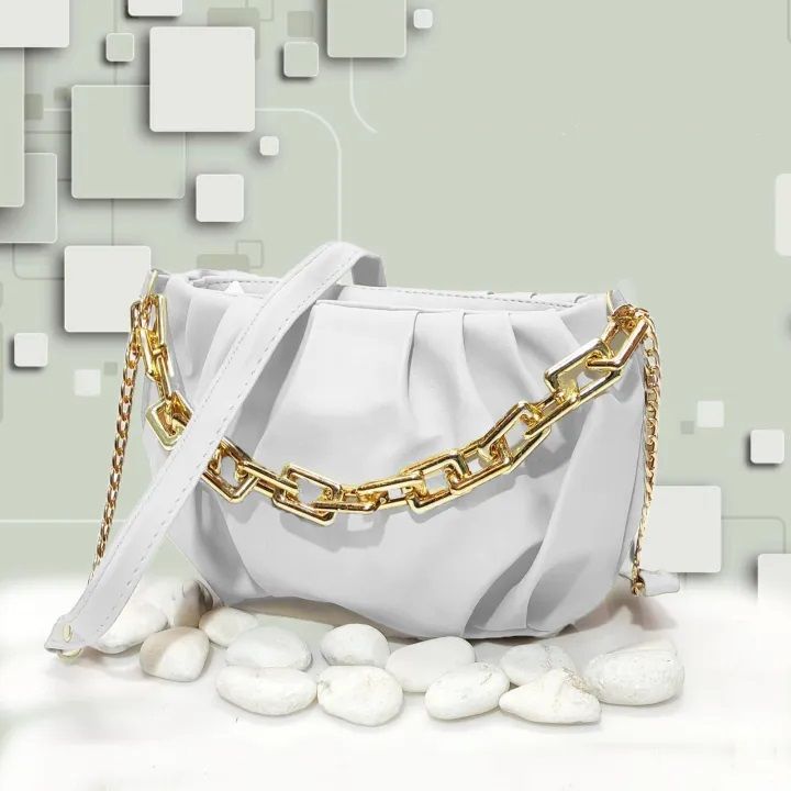 Women's Handbag with Golden Chain and Long Strap 9x7 Inch Elegant Design