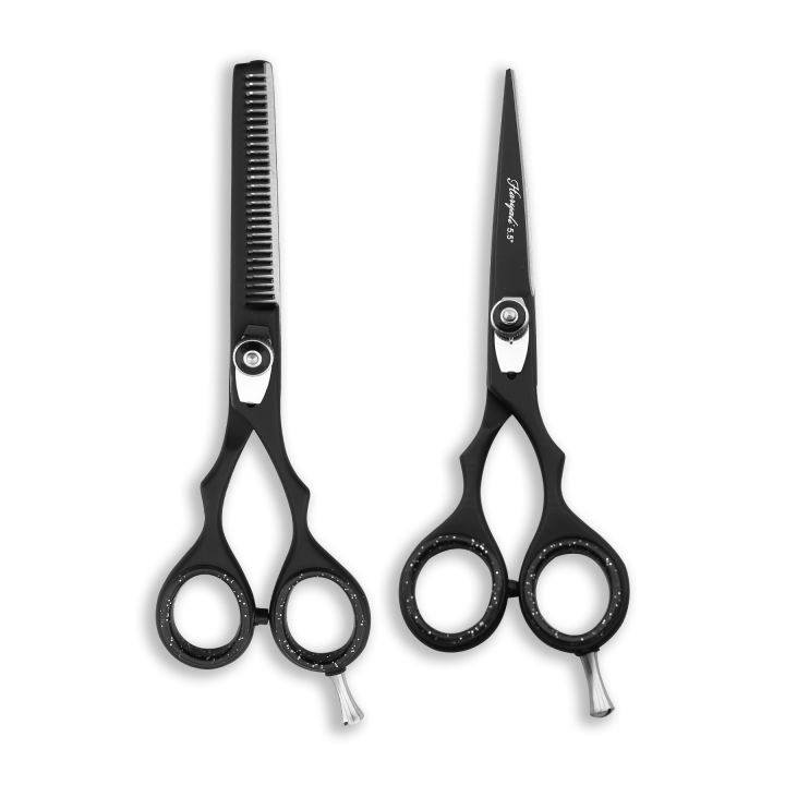 BrushnBlade Black 5.5” Hairdressing Scissors Set – Adjustable Cutting ...