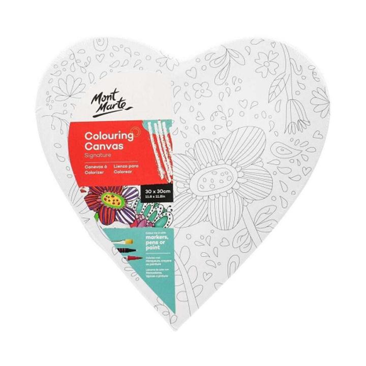 MONT MARTE COLORING CANVAS 30CM HEART 2 ASSTD