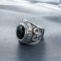 vintage Masonic ring black gemstone Freemason men jewelry titanium ring. 
