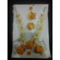 Pack of 1 Yellow Mayon Jewellery Set Special Artificial flowers Beautiful Set Of Necklace And Bali Earrings & Matha Patti Mayoon necklace. 