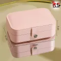 wolpin Jewellery Organiser PU Leather Magnetic Buckle Portable Storage Box Case with Dividers Container for Rings, Earrings, Necklace Home Organizer, Pink | Rs universal Store. 