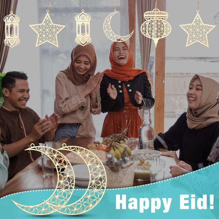 Ornament Ramadan Kareem Hollow Decoration Moon Star Wind Light Shape ...