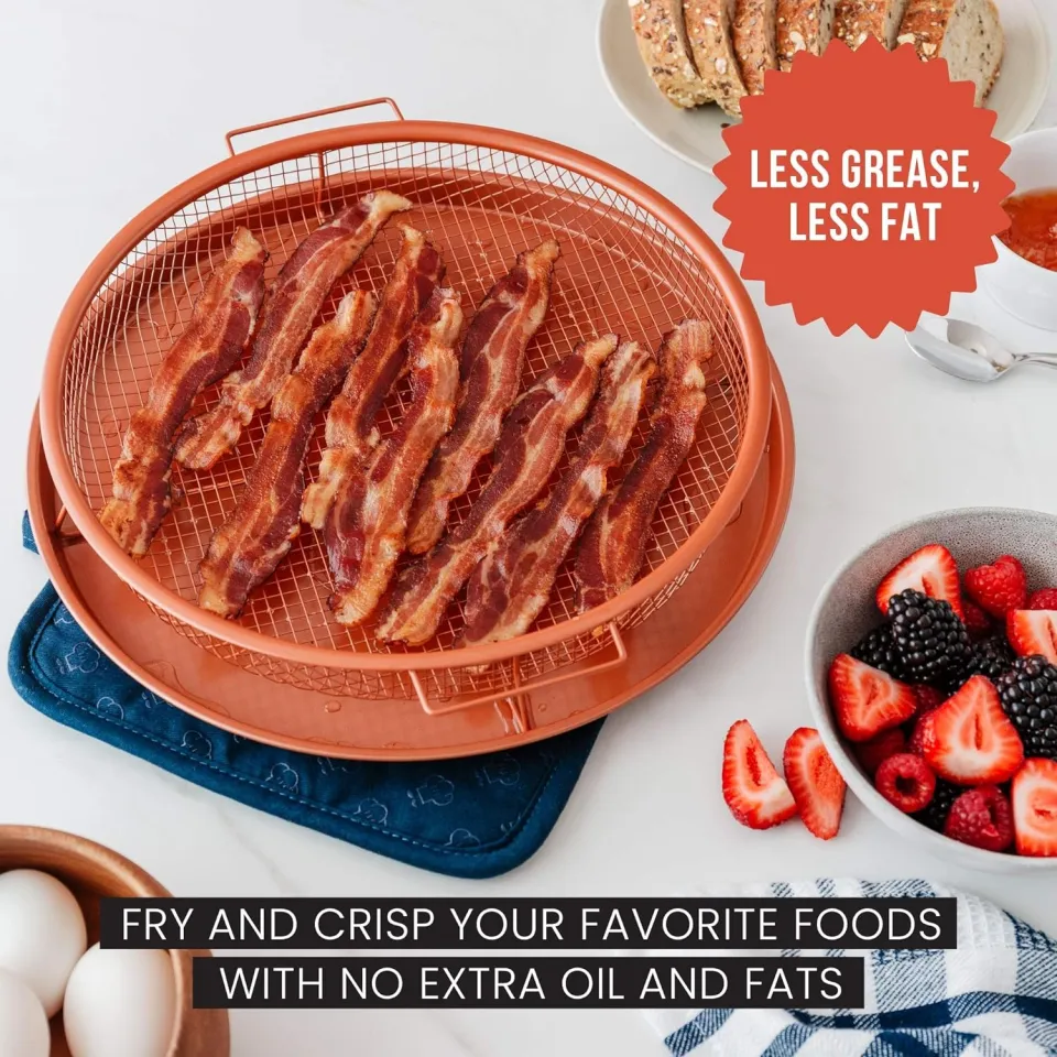 Copper Crisper Tray Air Fryer Tray for Oven Deluxe Air Fry in Your Oven 2 Piece Set Air Fryer Baking Pan Air Fryer Basket for Oven Daraz.pk