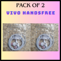 Pack Of 2 Vivo Handsfree (Black & White) - Volume Control-Deep Base Sound for gaming and music experience.3.5mm With Mic Best Quality Handfree. 