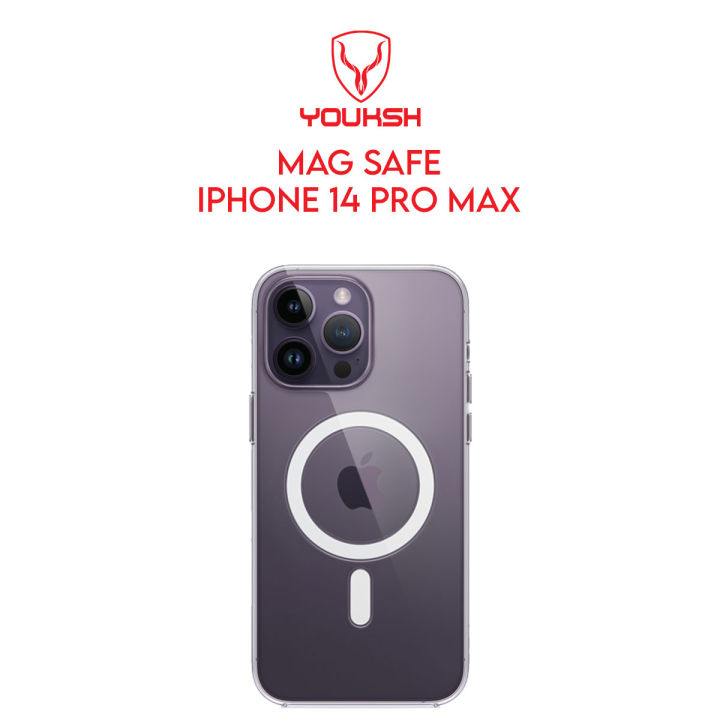 YOUKSH MagSafe Case For IPHONE 14 Pro Max,  Clear Case With Charging Compatible, Shock Proof With Built-In Air Bag.