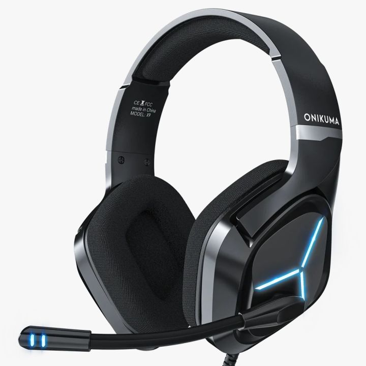 ONIKUMA X9 Professional Wired Gaming Headset with Stereo Surround Sound and 50mm Drivers, Gaming Headset with Noise Canceling Mic and Sound Isolating Ear Cushions, Wired (3.5mm X2 + USB) for PC, Mac, PS4, PS5, Xbox One, Switch and mobile phones with 3.5mm