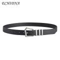ECHIDNA Black Accessory for Jeans Stylish Unisex Black Jeans Belt with Metal Buckle Adjustable Length Faux Leather Waistband for Men Women Multi Holes Design for Trendy Fashion Accessory Unisex Black Belt. 