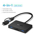 UGREEN 4 in 1 Multi-Function Card Reader USB-A+USB-C to SD TF Micro SD Card Reader Black. 