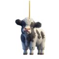 Cow Pendant 8cm Christmas Tree Car Backpack Ornament Cartoon Yellow. 