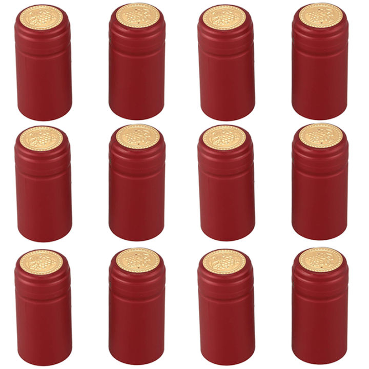 100 PVC -Shrinkable Cap with Tearing Line, Red Wine Cap, Plastic Cap, Self-Brewed Wine Bottle Sealing Cap