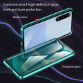 Biruiqu For Sony Xperia 5 Mark 3 Xperia 5 III Magnetic Absorption Case Metal Frame Shockproof Double Sided Tempered Glass Magnetic Case Cover. 