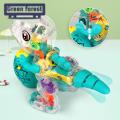 Green forest Glowing Dinosaur Toy Transparent Design Parent-child Interactive Kids Glowing Gear Dinosaur Toy. 