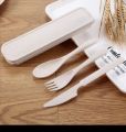 Wheatstraw Natural Plastic BioPlastic Fork Spoon Chopsticks Box Cutlery Set. 