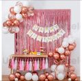 Happy Birthday Theme Set: Happy Birthday Banner,  Backdrop Curtain, Latex Balloons, Confetti Balloons, Birthday Accessories for Girls and Boys, Birthday party decoration and home decor, Happy birthday decoration. 