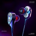 Earphone Super 4D Bass Double Speaker Wired Earphones with Mic Sport Headset Online Class Headphones (3.5mm Interface). 