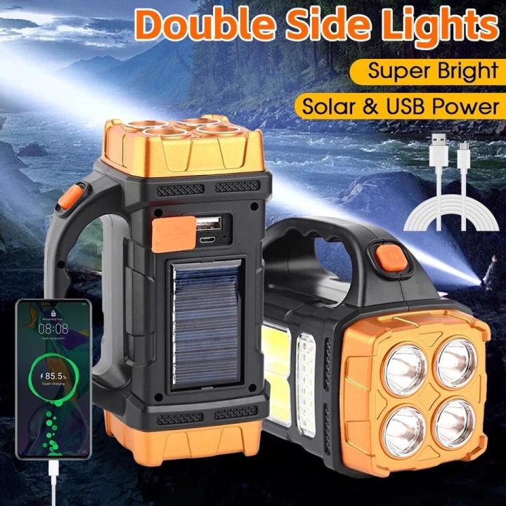 Led Solar Flashlight Genuine Big Size Portable COB LED Solar Flashlight Rechargeable Outdoor ...