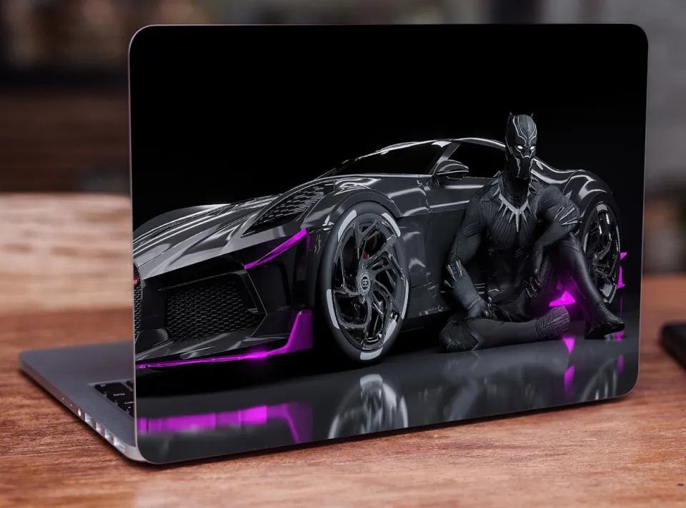 Black panther Bugatti Laptop Skin Vinyl Sticker Decal, 12 13