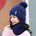 Winter caps for girls Knitted Scarf Hat Set Thick Warm Skullies Beanies Hats for winter cap s for Womens Outdoor Cycling Riding Ski Bonnet Caps Tube Scarf Rings. 