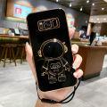 COROGI for Samsung Galaxy S8 Plus Back Cover with Lanyard Cartoon Astronaut Folding Stand Luxury 6D Plating Shiny Girls Cases Soft Silicone Square Mobile Phone Case. 
