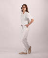 Fitted - Cream Paneled Cuban Shirts For Women. 
