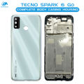 Tecno Spark 6 Go Housing Middle Frame With Side Button and Camera Lens Complete Body Casing Replacement For Spark 6 Go - White. 