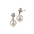 Micro Inlaid Zircon Pearl Stud Earrings Daily Commuting Elegant Autumn and Winter Sweater Accessories Simple Special-Interest Design Romantic. 