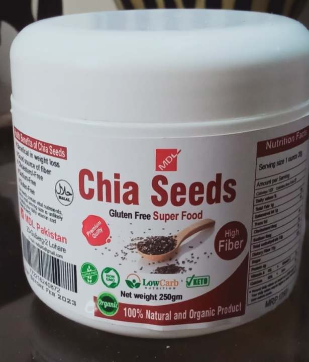 Chia Seeds High Omega,Calcium , Fiber, Vitamins 250g Daraz.pk