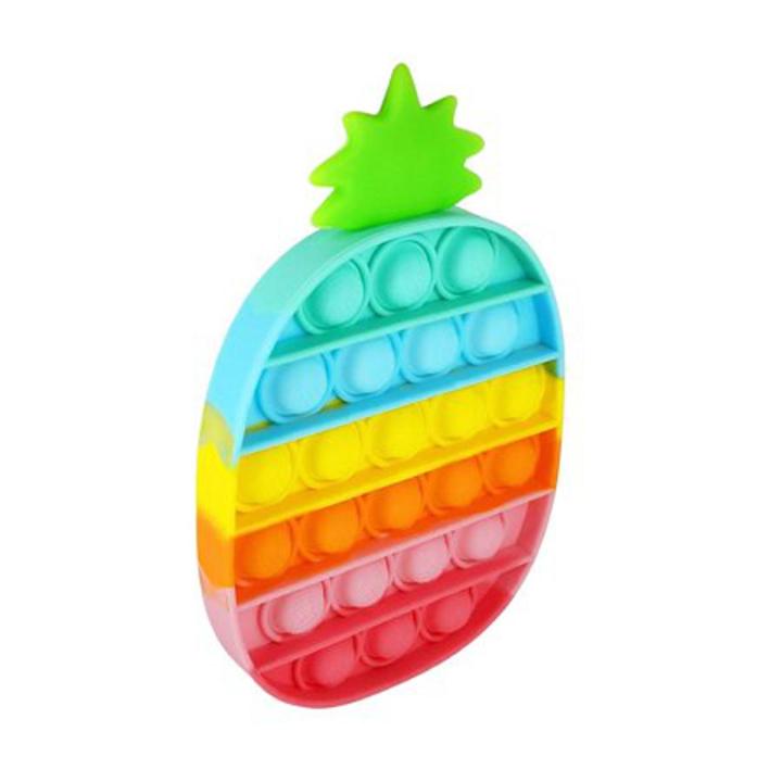 Push Pop Bubble Fidget Spinner Pop It Silicone Toy - Rainbow Pineapple