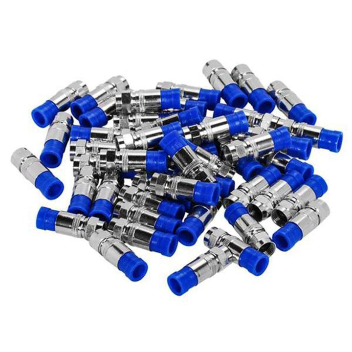 50PCS RG6 Compression Connectors Coaxial Cable Connector Tool