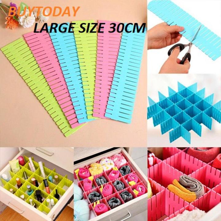 12 Pcs DIY Plastic Grid Drawer Dividers Adjustable Sock Underwear Dresser Organizers for Stationary Storage