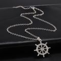 Fishhook Ship Boat Rudder Necklace Sail Pirate Explore Chain Steering Wheel Gift For Man Woman Kid Boy Crystal Zircon Jewelry. 