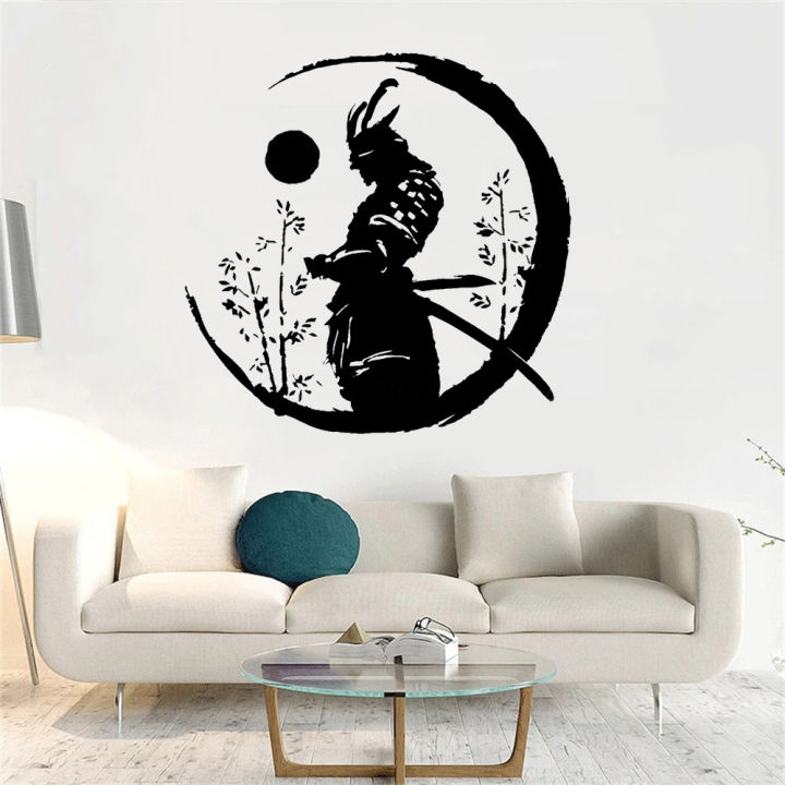 Japanese Warrior Pattern Samurai Wall Sticker Vinyl Modern Home Decor for Kids Boys Teens Bedroom Decals Game Room Mural