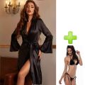 Pack of 03 - Nighty Beautiful Bridal Black / Hot Sexy Silk Long Gown / Bridal Night Suit / Nightwear / Sleepwear / Night Dress. 