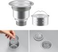 Kitchen Sink Waist Drainer Assembly, Single Double Sink Drain with Overflow Pipe 1/2 Inch Strainer Kit Removable Strainer Basket Sink Stopper Sealing Lid, Stainless Steel Sink Drain Hole Kitchen Sink Drainer Wire Drain Filter Sewer bucket coupling SS 304. 