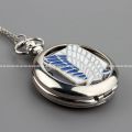 Retro Anime Hollow Pocket Watch Creative Wing Sliver Necklace Chain Quartz Clock Attack On Titan Men Women Watches Gifts. 