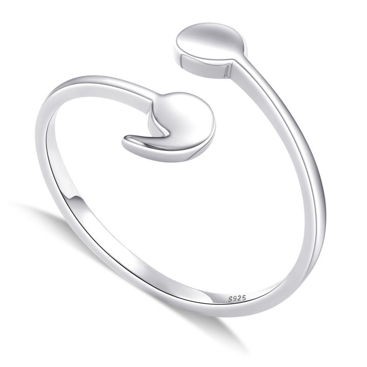 Hainon S925 Sterling Silver Rings Adjustable Open Rings Semicolon Rings Jewelry for Women Inspirational Gifts